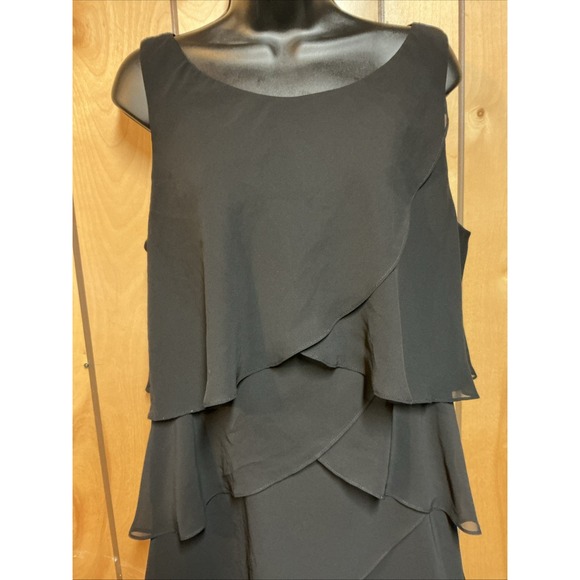 Dressbarn Collection Size 16 Black Cocktail Dress Chiffon Ruffles Sleeveless - Picture 3 of 16